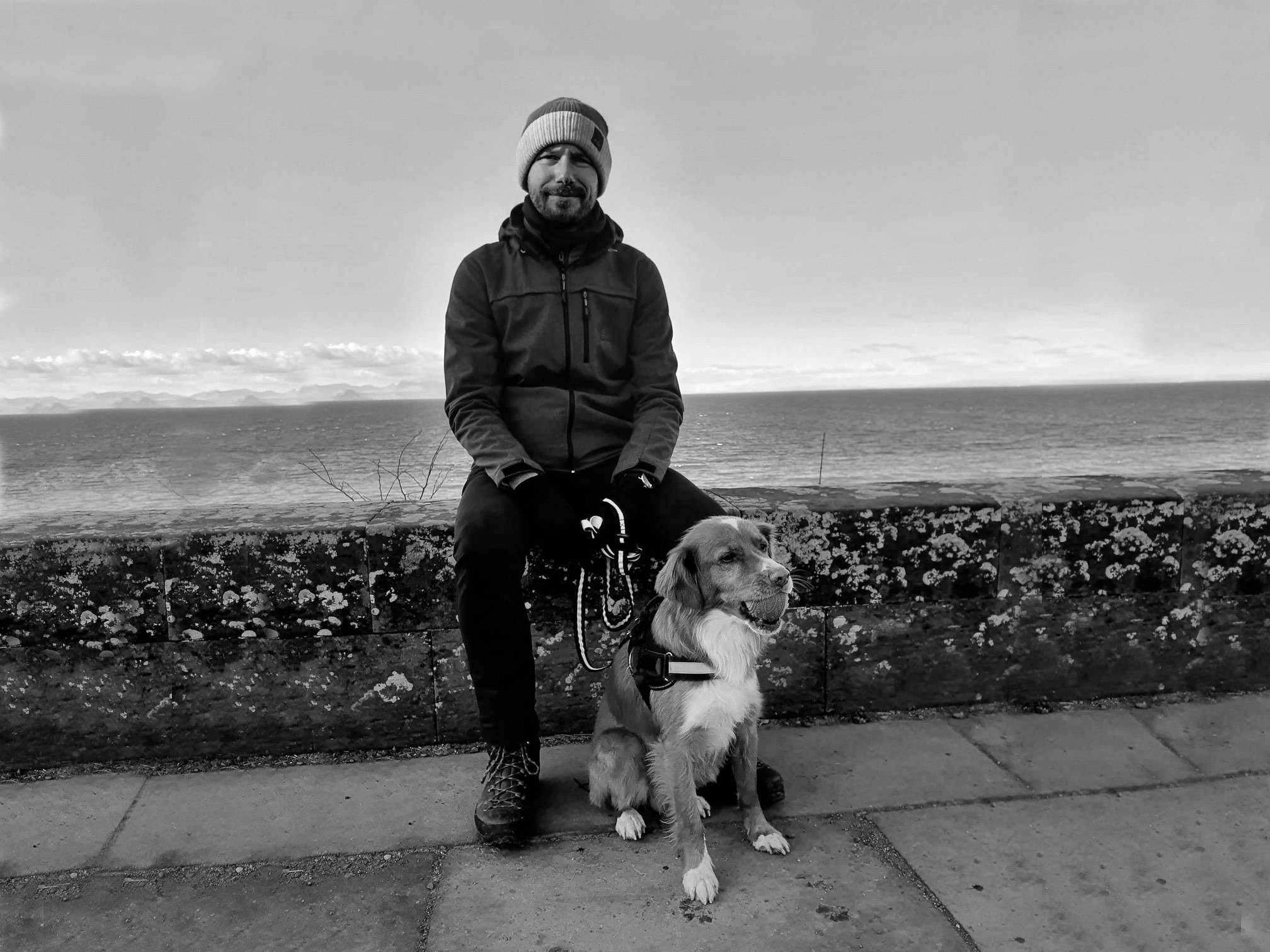 Tony, the creator of the New Zealand tunnellers website, with his dog Wellington