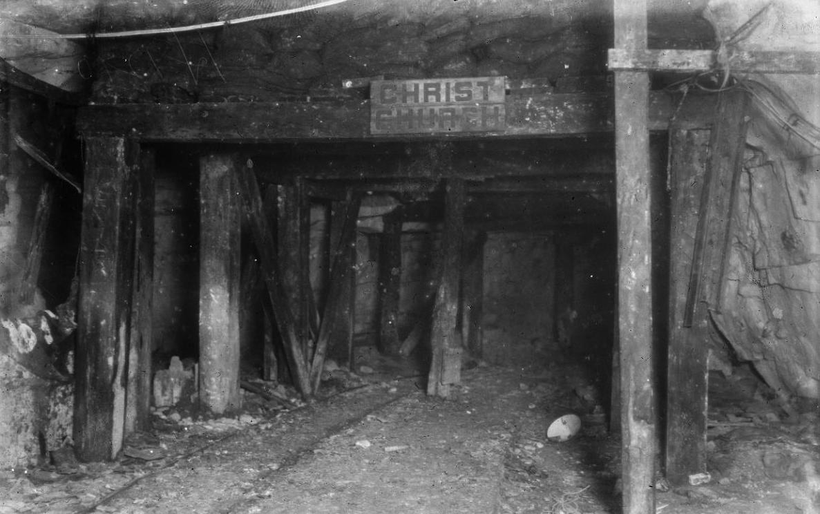 The tunnel leading to the entrance of Christchurch quarry, one of the biggest underground quarry beneath Arras