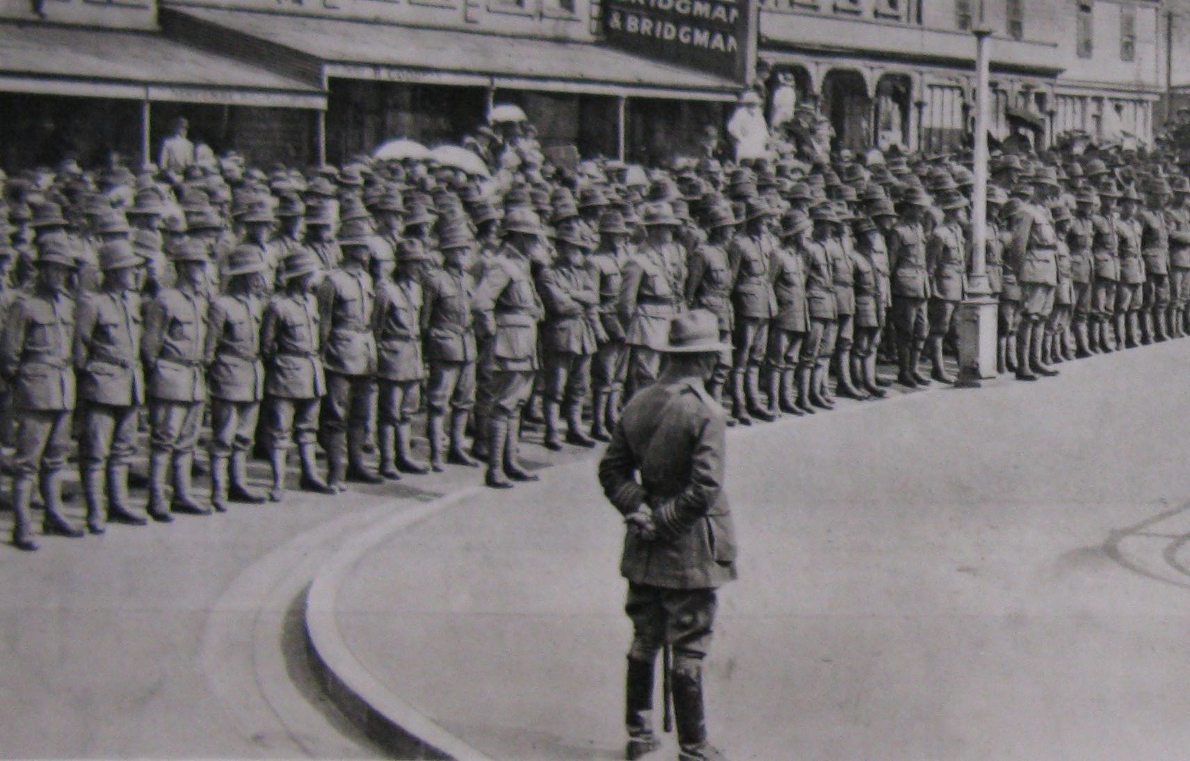 The Tunnellers parading in the streets of Auckland