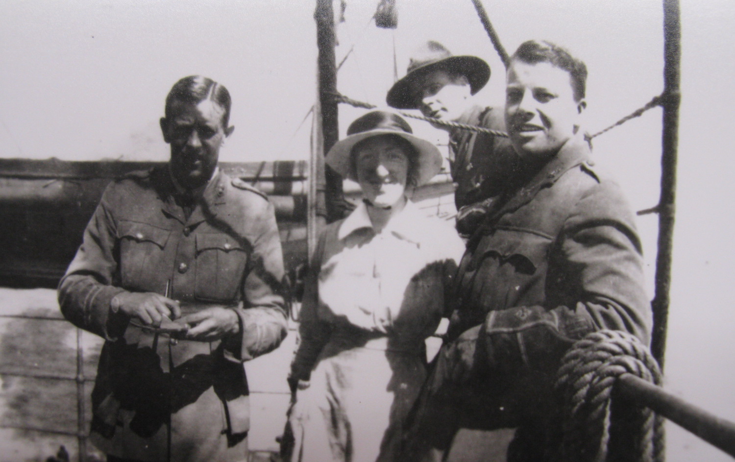 Officers of the New Zealand Tunnelling Company on the bridge of the Steam Ship Ionic on their way back to New Zealand